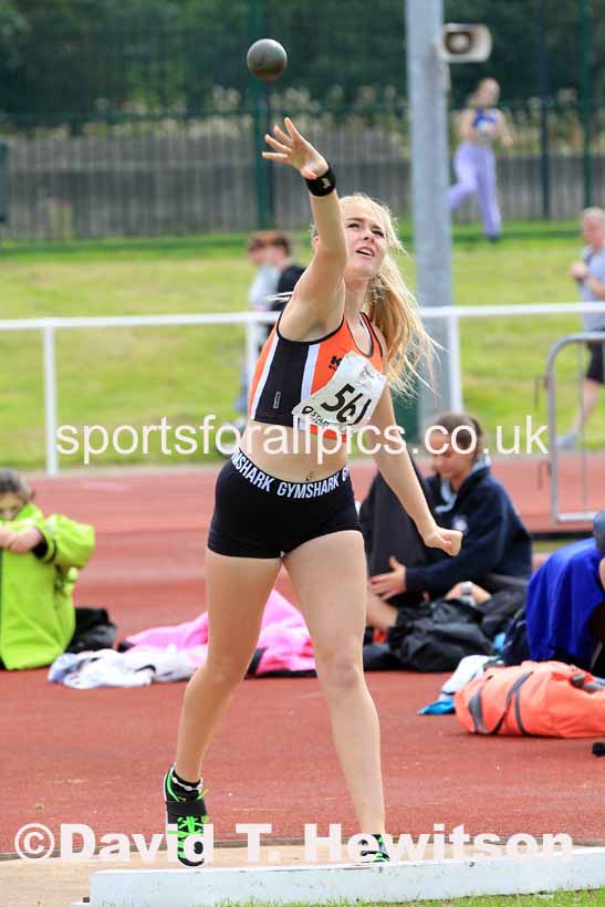 Womens under-17s shot putt, 2023 Northern Under-13s, Under-15s and Under-17s, Middlesbrough.  Photo: David T. Hewitson/Sports for All Pics